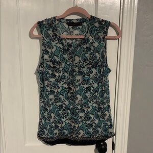 The Limited Teal and Black Paisley Button-Front Camisole